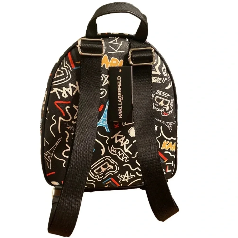 Karl Lagerfeld Paris Maybelle Mini Backpack Graffiti Graphic Choupette Art